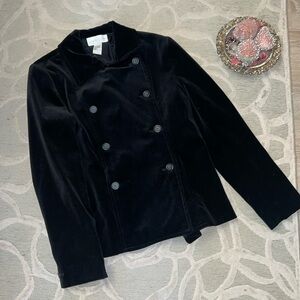 VINTAGE🌷CASUAL CORNER🌷Black lined stretch lace stretch velvet jacket